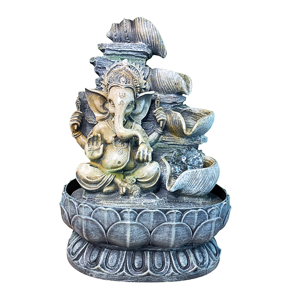 Fonte de Água em Resina Ganesha Cinza - G
