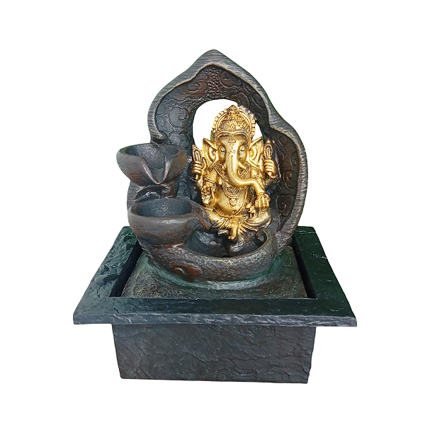 Fonte de Àgua em Resina Hindu Ganesha Dourado - 26cm