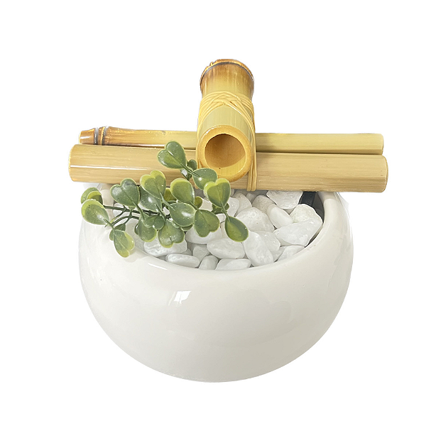 Fonte de Água em Cerâmica com Bamboo P - Redonda