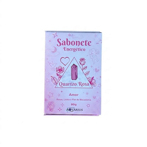 Sabonete Energético Vegano com Quartzo Rosa e Óleos Essenciais 80g