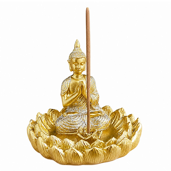 Incensário Buda Dourado com Glitter - Modelo A