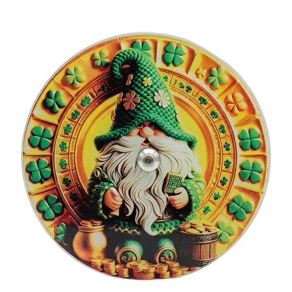 Incesário de Vidro Redondo Gnomo da Prosperidade (Amarelo e Verde)