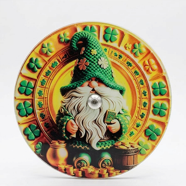Incesário de Vidro Redondo Gnomo da Prosperidade (Amarelo e Verde)