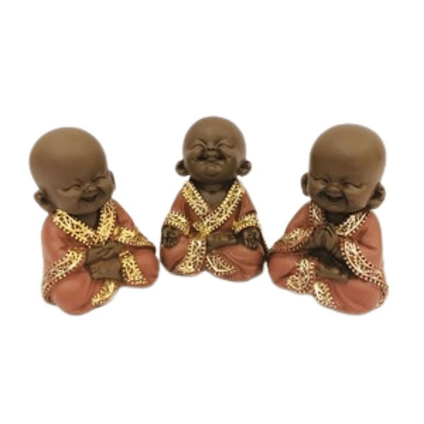 Estátua Resina Trio de Monges da Meditação Rose 5cm