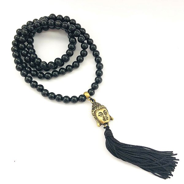 Pedra Japamala Obsidiana Com Buda Na Ponta 108 contas