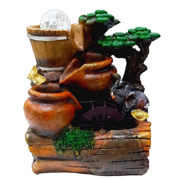 Fonte de Água em Resina Elefante 3 Quedas C/ Bola - Menor