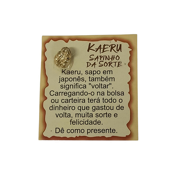 Amuleto de Metal Kaeru Sapinho da Sorte