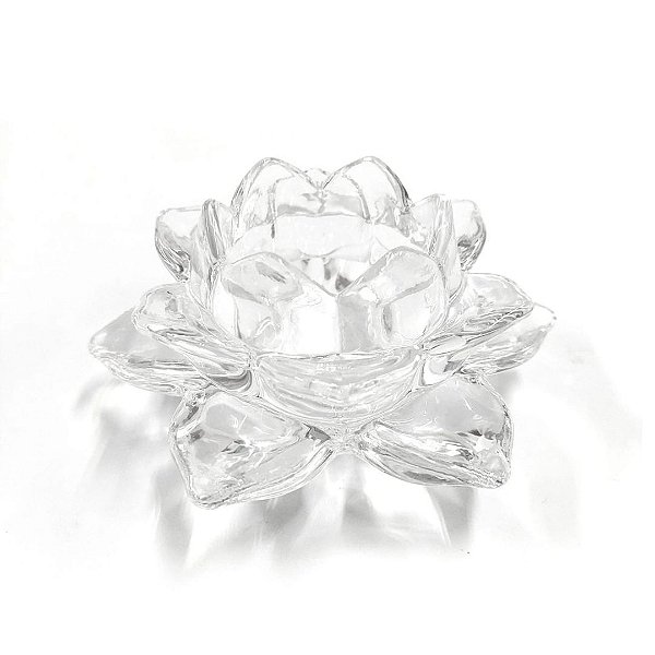 Porta Vela Vidro Flor de Lótus
