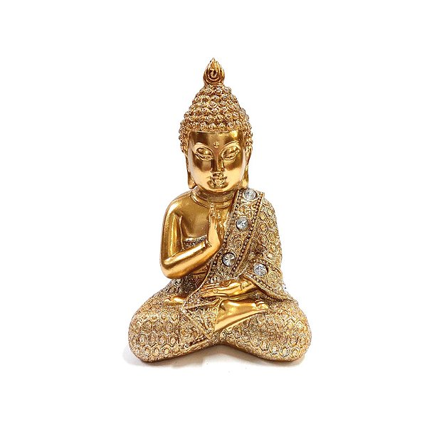 Estátua Buda Brilho Coragem Com Brilho - 14cm