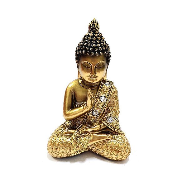 Estátua Buda Coragem Com Brillho - 14cm