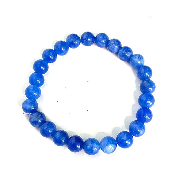 Pulseira Bola Pedra Jade Azul 8MM