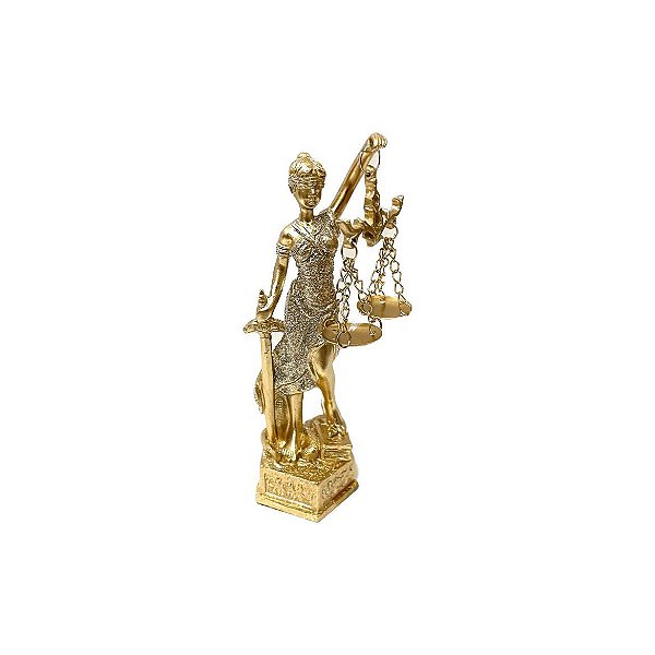Deusa da Justiça Dourada com Brilho - 14 cm