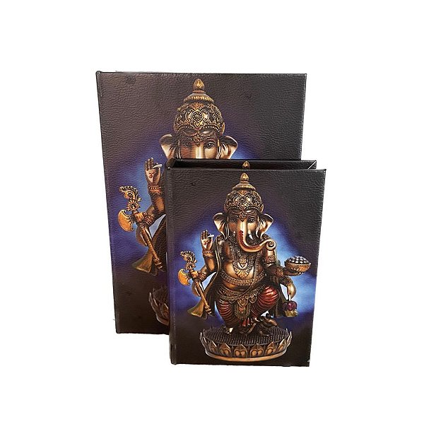 Caixa Decorativa em Madeira Formato de Livro - Ganesha 3