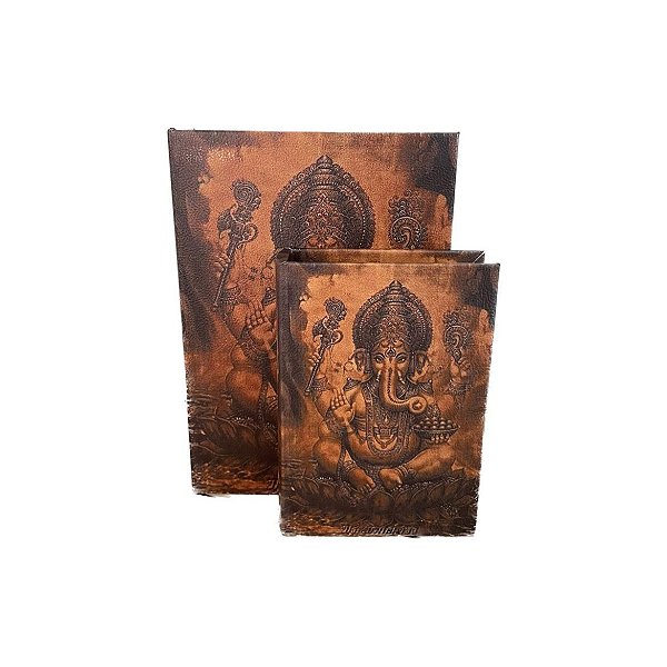 Caixa Decorativa em Madeira Formato de Livro - Ganesha 2