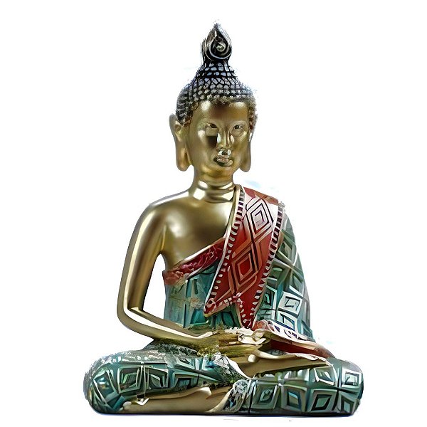 Estátua de Resina Buda Verde e Vermelho - Modelos Diversos