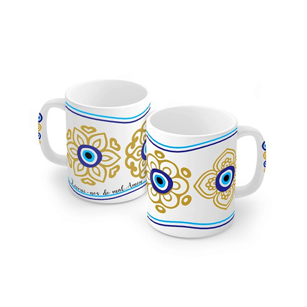 Caneca Porcelana Olho Grego