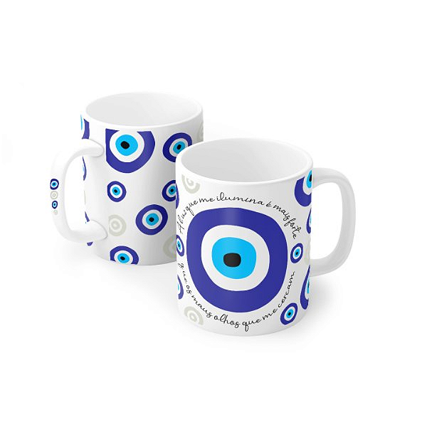 Caneca Porcelana Olho Grego - A Luz que Ilumina