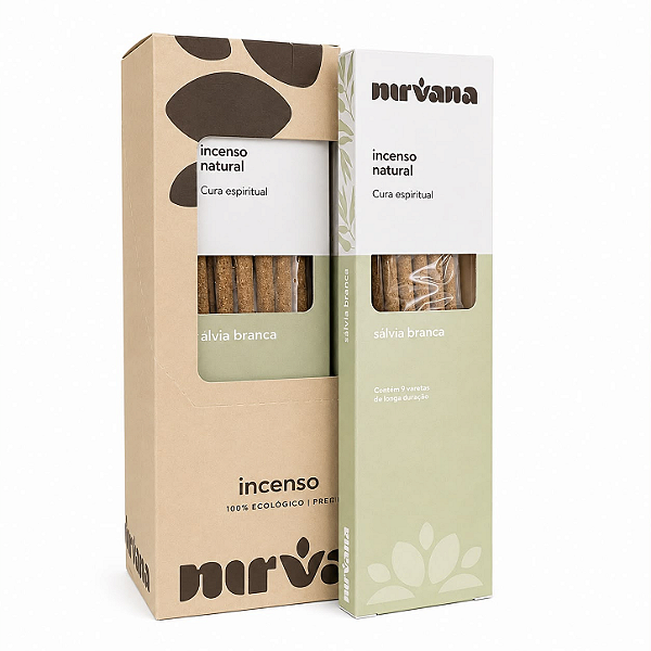 Box Incenso Nirvana Natural Vareta - Sálvia Branca