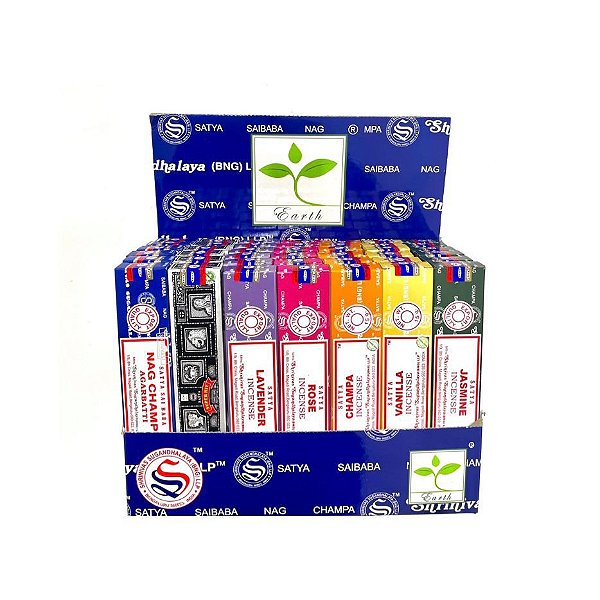 Kit Incenso Satya Massala Indiano com 42 unidades + Display - Floral