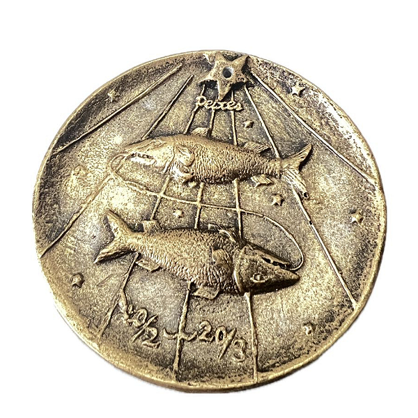 Incensário em Resina Dourado Signo de Peixes