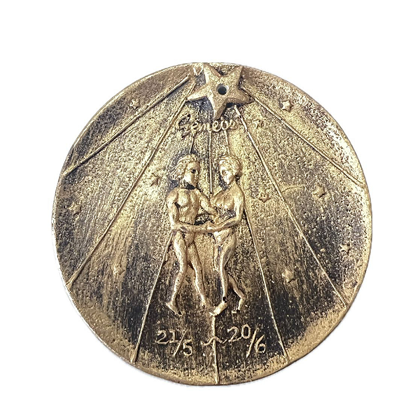 Incensário em Resina Dourado Signo de Gêmeos
