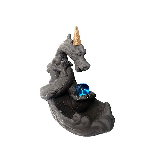 Incensário em Resina Cascata - Dragão Preto