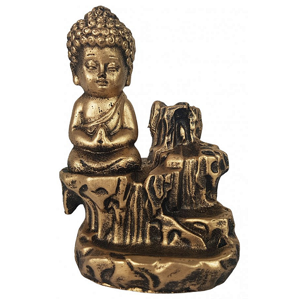Incensário Cascata Buda Zen Dourado - Modelos Variados