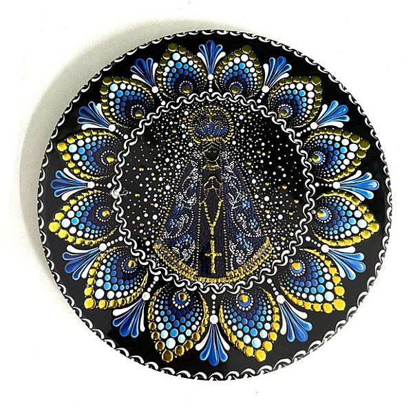 Enfeite de Parede Nossa Senhora Aparecida - Preto/Amarelo/Azul