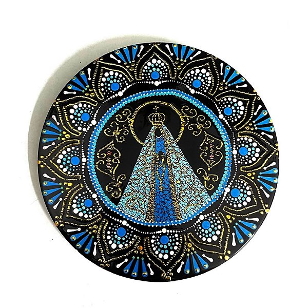 Enfeite de Parede Nossa Senhora Aparecida - Dourado/Azul/Preto