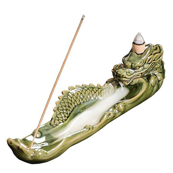 Incensário Cascata Dragão Verde