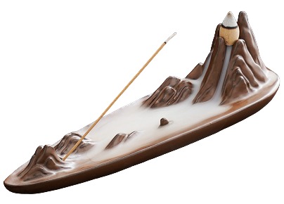 Incensário Cascata Porcelana Montanha - Marrom