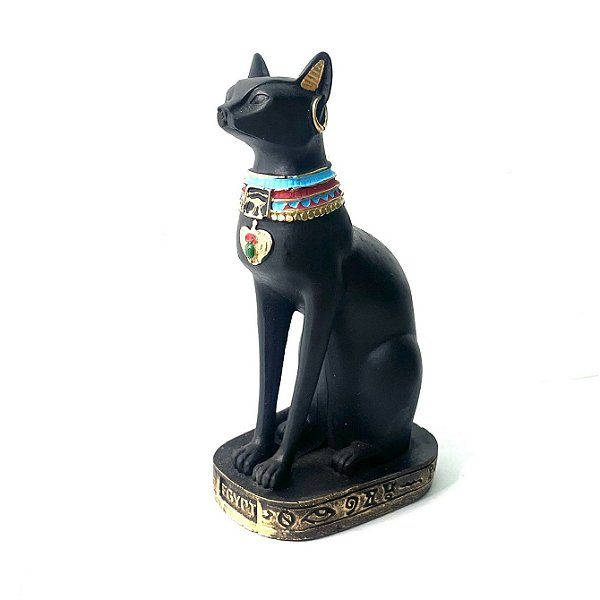 Estátua Gata Bastet em Resina 19cm - Preta