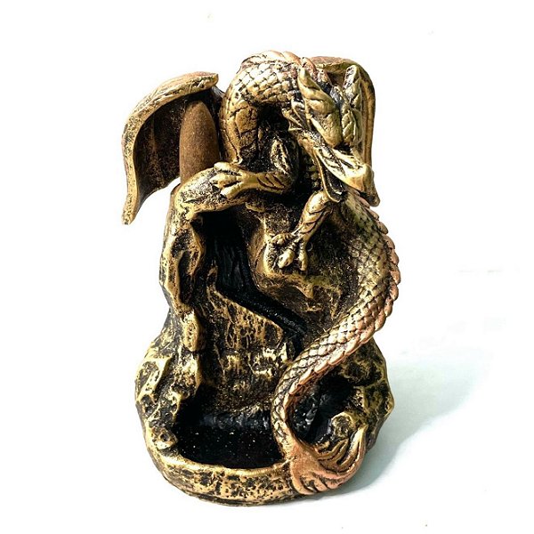 Incensário Cascata Dragão Dourado