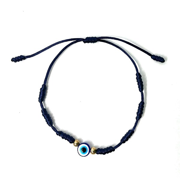 Pulseira 7 Nós e Olho Grego - Azul Escuro