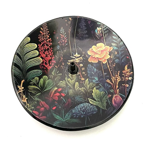 Incensário de Vidro Cura Herbal 9 cm - Floral Preto