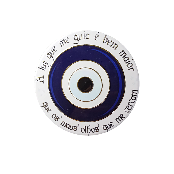 Enfeite de Parede em Porcelana - Olho Grego A Luz que me Guia é Bem Maior