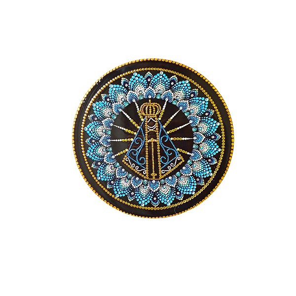 Enfeite de Parede em Porcelana - Nossa Senhora Preto/Azul 4