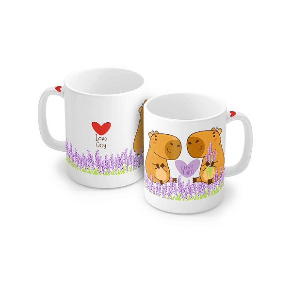 Caneca Porcelana 320 ml - Capivaras  Love Capy