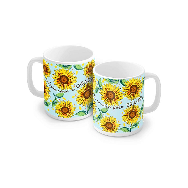 Caneca Porcelana 320 ml - Assim Como o Girassol