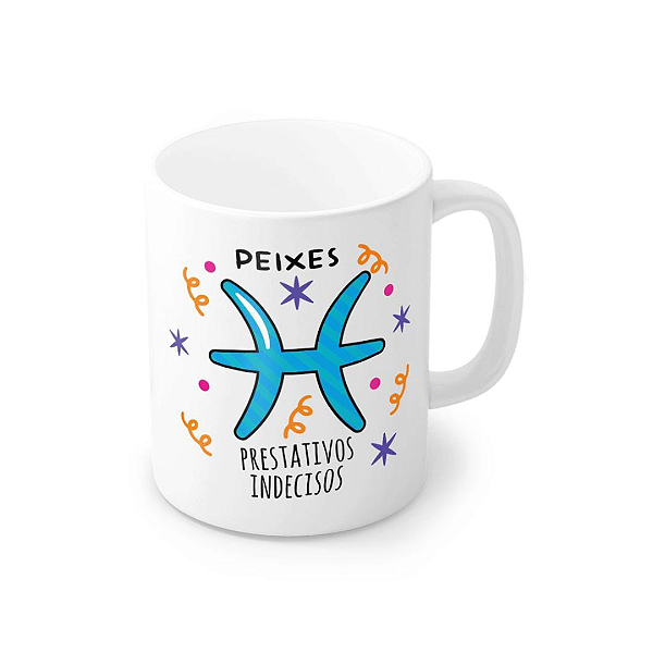 Caneca Porcelana Peixes 320 ml - Prestativos