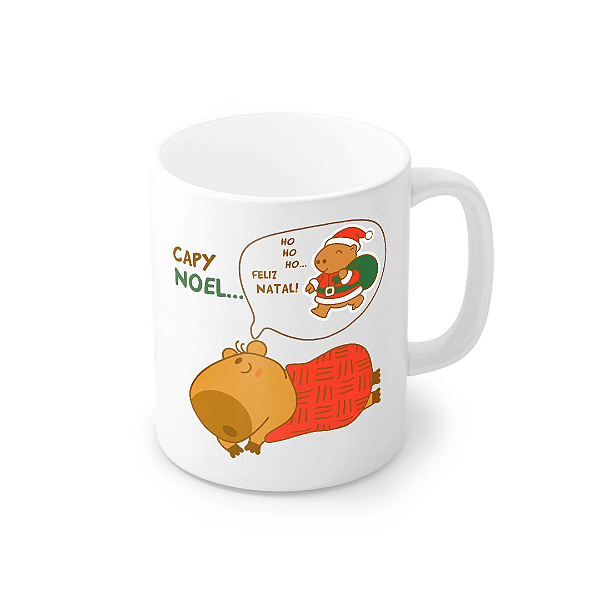 Caneca Porcelana Capivara - Feliz Natal