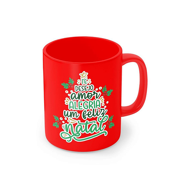 Caneca Porcelana 320 ml - Te Desejo Amor e Alegria