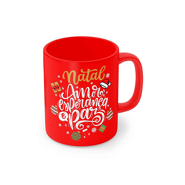 Caneca Porcelana 320 ml - Natal Amor Esperança e Paz