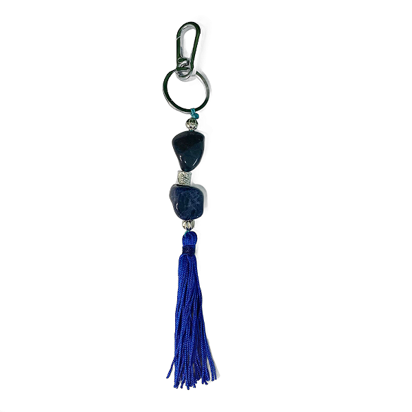 Chaveiro Pedra Rolada Prata Sodalita 24cm - Tassel