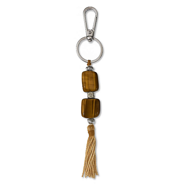 Chaveiro Pedra Rolada Prata Olho de Tigre 24cm - Tassel