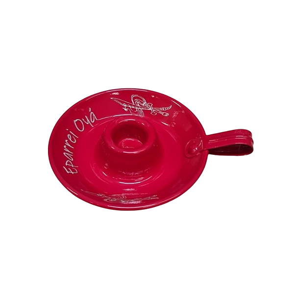 Castiçal Porta Vela Orixá 1 Vela - Iansã Vermelho (Eparrei Oyá)