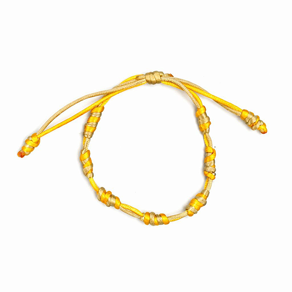 Pulseira 7 Nós Orixá - Oxum (Amarela e Bege)