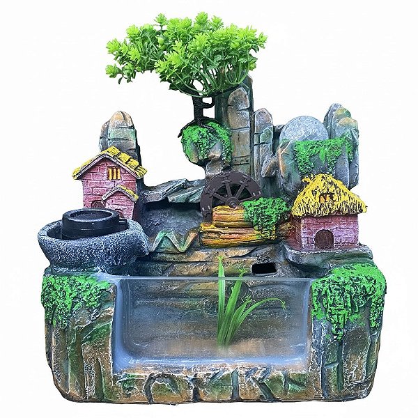 Fonte de Água em Resina Paisagem Frente em Vidro - G