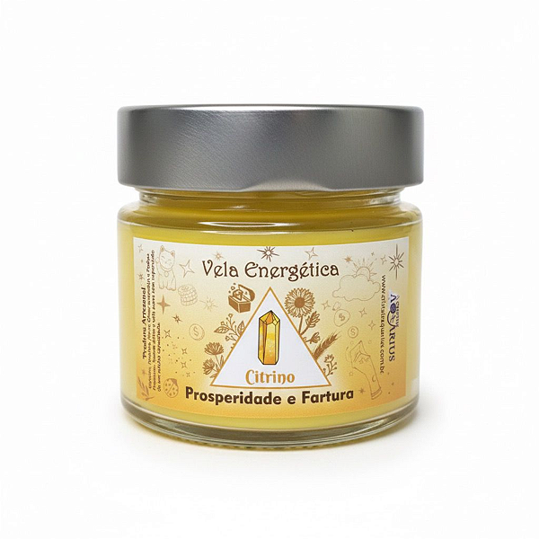 Vela Artesanal Energética com Citrino - Prosperidade e Fortuna