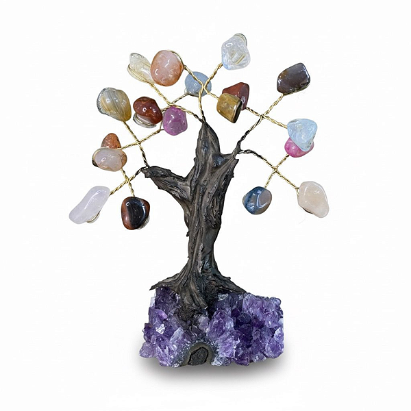 Árvore Pedra Agáta Mista 6 Galhos 10 cm